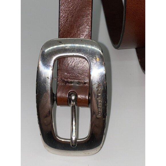 Kenneth Cole K9031 Womens Brown Belt Genuine Leather Size S Brass Buckle 32" E2E - Picture 2 of 5